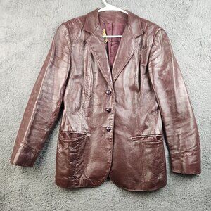Vintage 70's H Bar C Leather Western Blazer Men's 36 Regular Oxblood Red Jacket